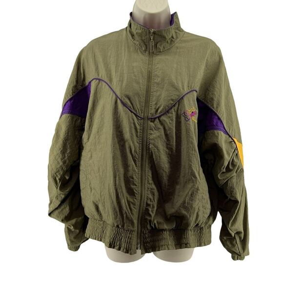 Vintage Puma Tracksuit Olive Yellow Purple Retro Rave 90s Streetwear Set Medium - Picture 1 of 13